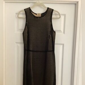 Elegant Black and Tan Midi Dress